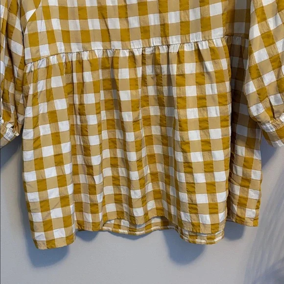 Maeve Mustard and White Checkered Blouse - Picture 4 of 7